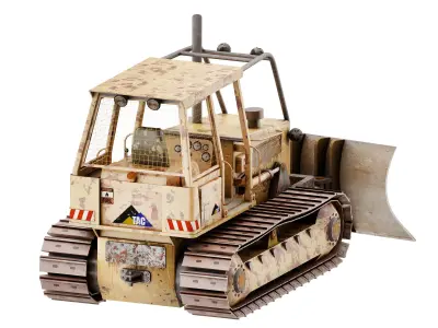 bulldozer Low-poly 3D model 4