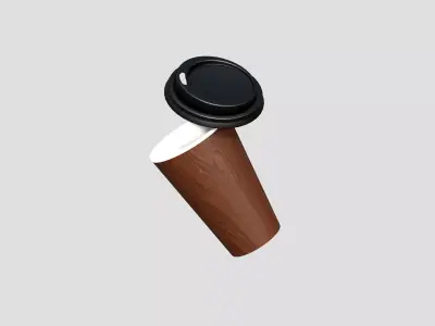 Coffee Cup Wood Design Low-poly 3D model