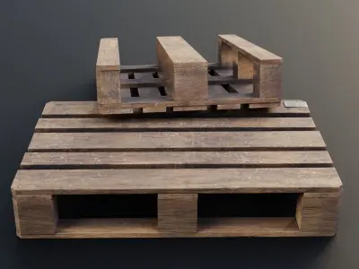 Pallet three wooden pallets Low-poly 3D model purchase