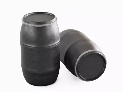 Dirty Plastic Barrel 06 Low-poly 3D model