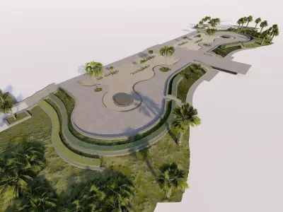 public park-Private Park Landscape 3D model 12