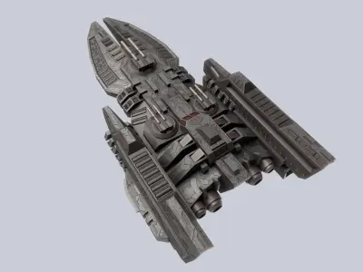 Spaceship Low-poly 3D model 9