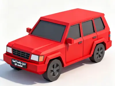 Red Family SUV 3D Model 3D Model Low-poly 3D model purchase