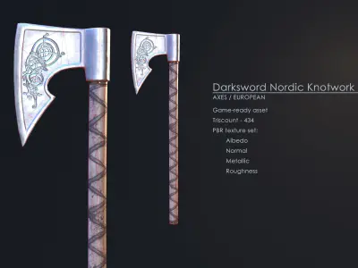 Darksword Nordic Knotwork Axe Low-poly 3D model