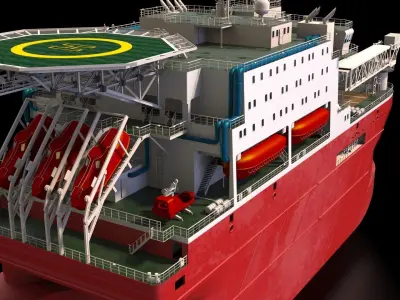 Ship 3d model - Offshore accommodation ship 84m  3D model