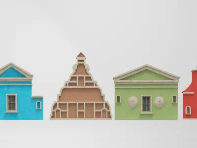 Modular european tenement house Low-poly 3D model