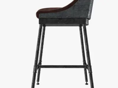 Restoration Hardware Iron Scaffold Leather Barstool 3D model