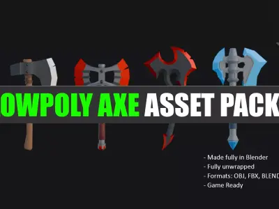 Lowpoly Axe Asset Pack Low-poly 3D model