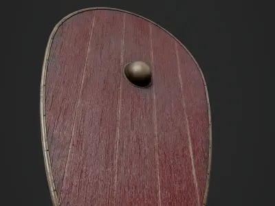 Slavic kite wooden shield-painted red Low-poly 3D model