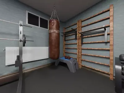 Basement Home Gym Interior Pack 3D model