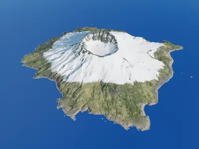 Snowy volcano islands PBR 3D model