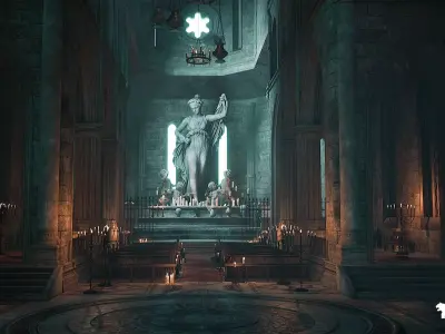 Old Cathedral Environment Low-poly 3D model