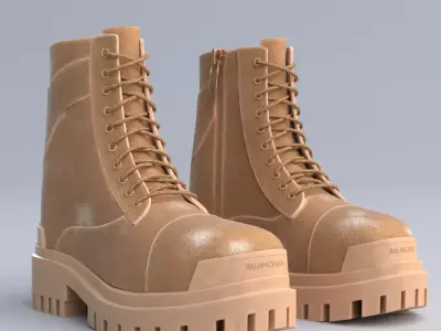 Balenciaga Combat Strike Boots Low-poly 3D model