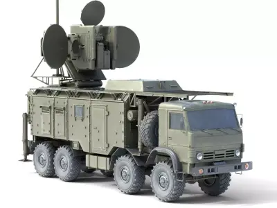 Krasukha 4 1RL257 Electronic Warfare EW System Low-poly 3D model