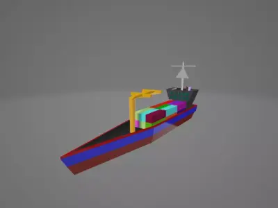 Low Poly Cargo Ship Low-poly 3D model