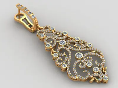 Fashion Infinity Playing Diamond Gold Earring 3D print model