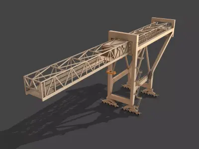 PBR Port Container Crane - White Low-poly 3D model