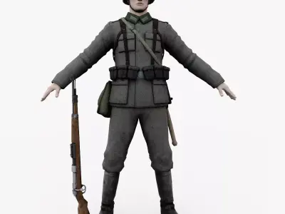 German soldiers Low-poly 3D model