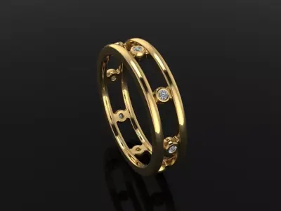 Spaced Infinity Bezel Basket Band Ring 1mm40 Diamond Size 3D print model