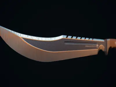 Long Hunter Knife Low-poly 3D model