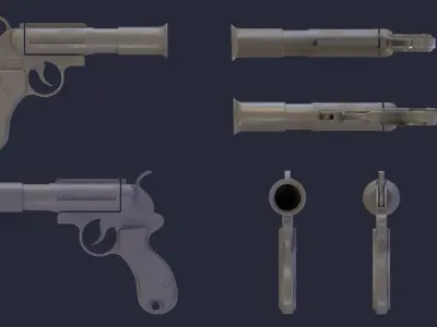 Flaregun revolvers Low-poly 3D model