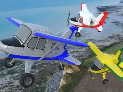 Rigged low poly cartoon airplane Low-poly 3D model