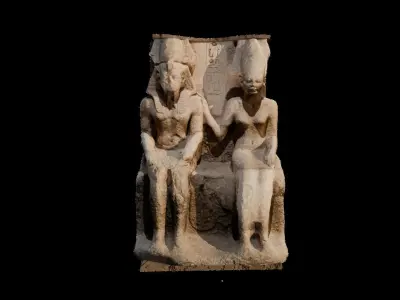 photo scanned Ancient Egyptian statue of a couple 3D model