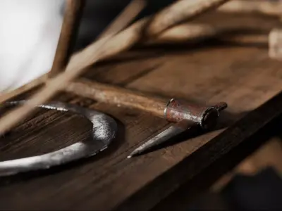 Medieval Village Tools Low-poly 3D model
