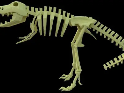 Lowpoly Trex t rex skeleton Free low-poly 3D model