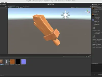 Stylized Wood Sword Low-poly 3D model