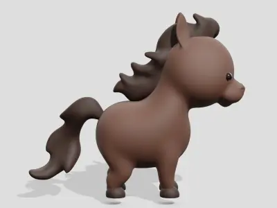 Cute brown horse  3D model