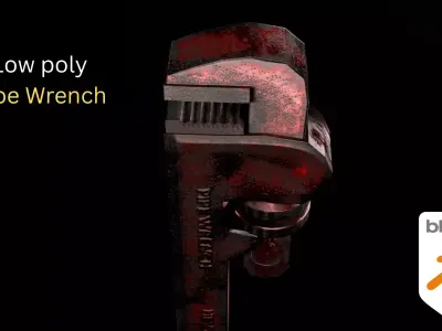 industrial Pipe Wrench Game ready Low-poly 3D model