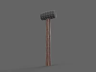 PBR Rubber Mallet Hammer Wood3 Low-poly 3D model