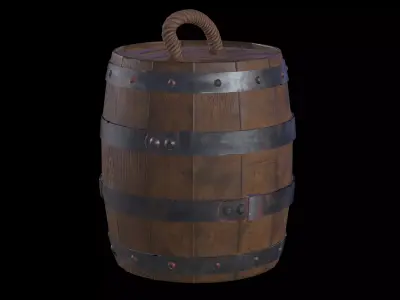 Medieval Wooden Barrel  Game Ready Prop Low-poly 3D model