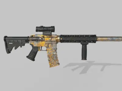 M4 rifle gun machine weapon 3D model