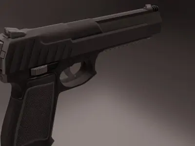 Pistol Low-poly 3D model 7