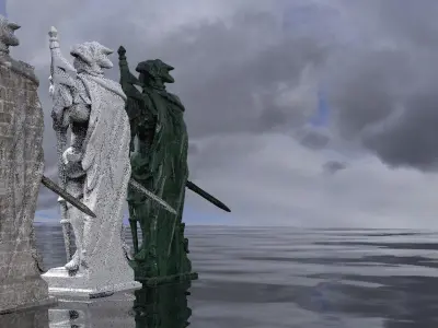 Tribal Warrior Statue Standing Tall  3D model