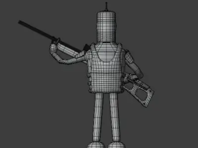 Bender Help for Ukraine low poly character model Futurama Low-poly 3D model