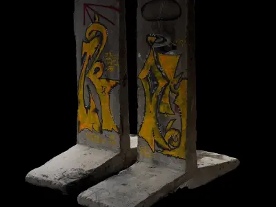 concrete barriers industrial fence blockades photogrammetry Low-poly 3D model