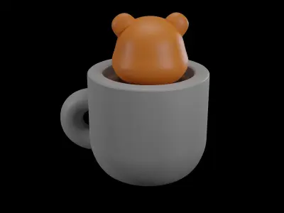 Bear on a Cup Coffee model 3D model