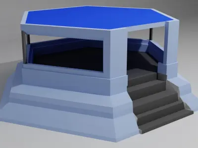 Low-Poly Bunker octagon shaped structure with stairs Free low-poly 3D model