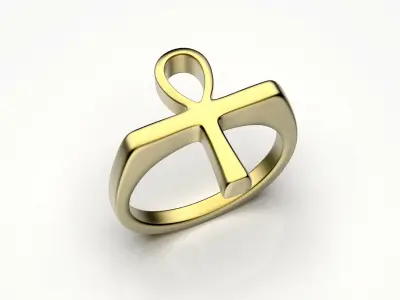 Men ring  antique Egyptian symbol ANKH  3D print model