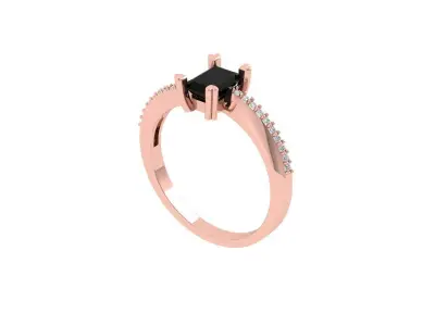 Emerald Solitaire Ring 3D print model 31