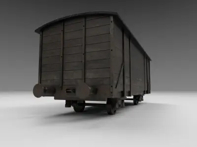 Old train wagon Low-poly 3D model