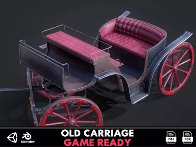Old Carriage - GameReady Low-poly 3D model