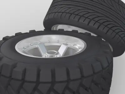 Tires Set On Road Off Road 3D model