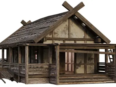 Old Medieval Building House 4K Textures GameReady 56 Low-poly 3D model