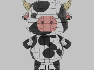 Rigged Cow Cartoon Character Low-poly 3D model