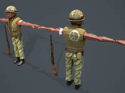 Low Poly Solider - Skinned and Rigged Low-poly 3D model