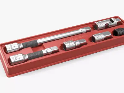 Socket Tools Set In Box 206EAU Low-poly 3D model